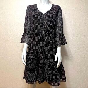 19 Cooper Black Polka Dot Chiffon Dress